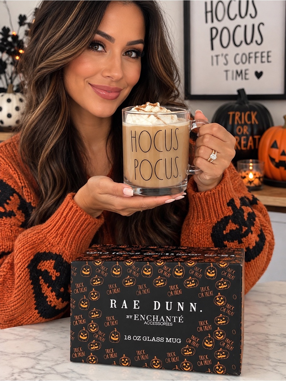 Rae Dunn Clear Glass 'Hocus Pocus' Mug with Black Lettering